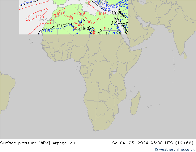 Presión superficial Arpege-eu sáb 04.05.2024 06 UTC