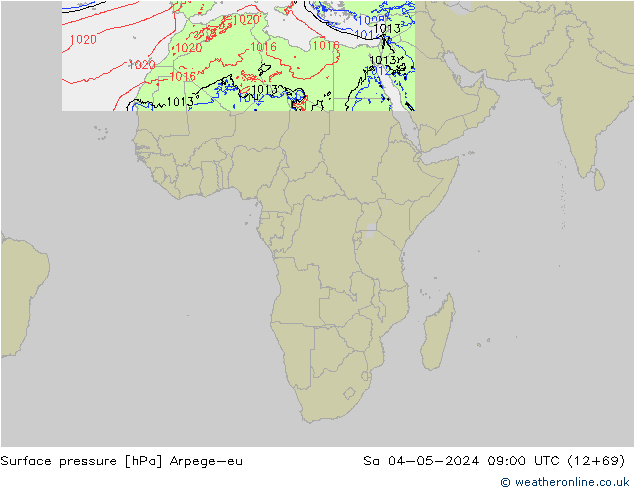 Bodendruck Arpege-eu Sa 04.05.2024 09 UTC