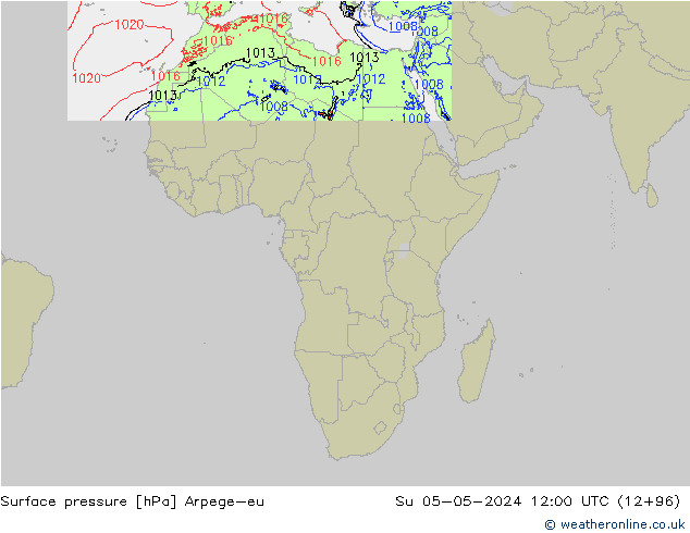 pressão do solo Arpege-eu Dom 05.05.2024 12 UTC