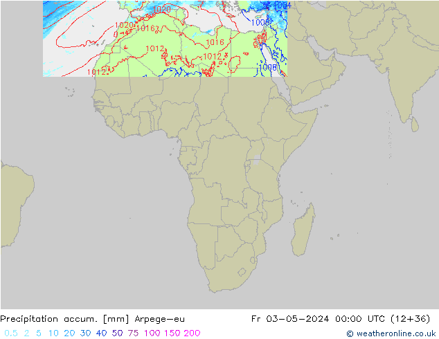 Précipitation accum. Arpege-eu ven 03.05.2024 00 UTC