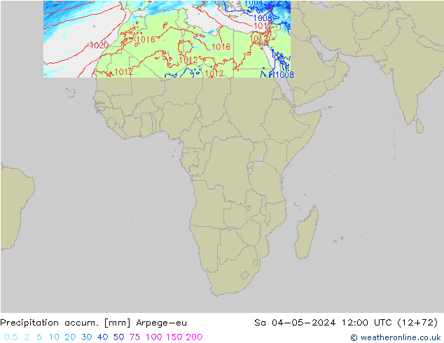 Precipitation accum. Arpege-eu Sa 04.05.2024 12 UTC