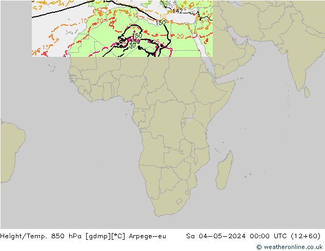 Height/Temp. 850 hPa Arpege-eu Sa 04.05.2024 00 UTC