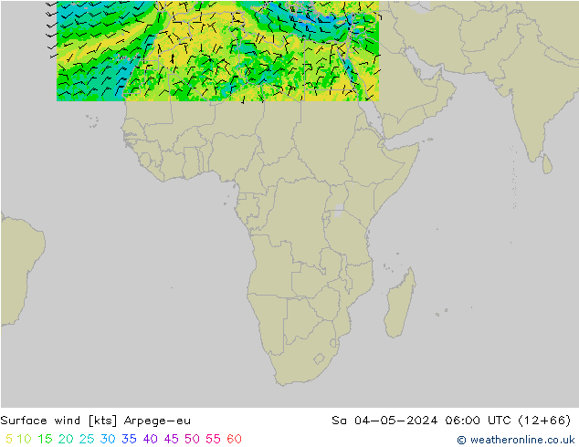 Vento 10 m Arpege-eu sab 04.05.2024 06 UTC