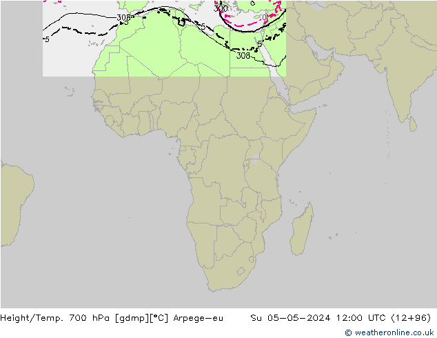 Height/Temp. 700 hPa Arpege-eu So 05.05.2024 12 UTC