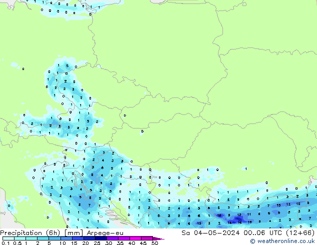 Precipitation (6h) Arpege-eu Sa 04.05.2024 06 UTC