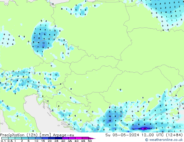 Precipitazione (12h) Arpege-eu dom 05.05.2024 00 UTC