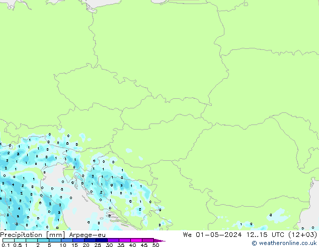 Précipitation Arpege-eu mer 01.05.2024 15 UTC