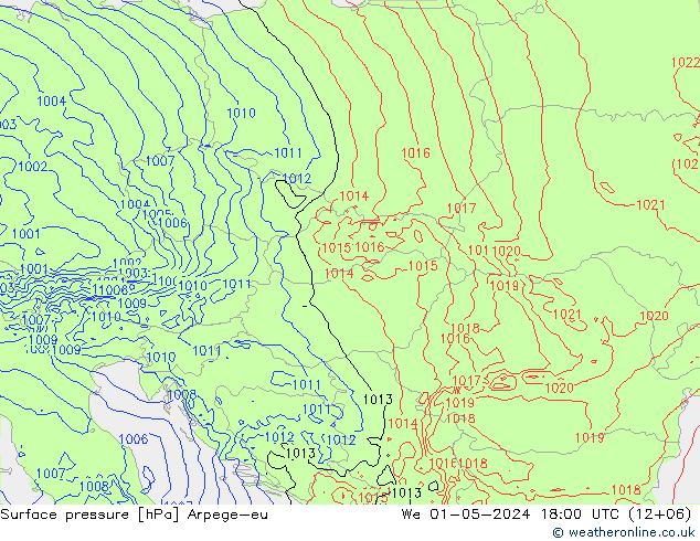 Surface pressure Arpege-eu We 01.05.2024 18 UTC