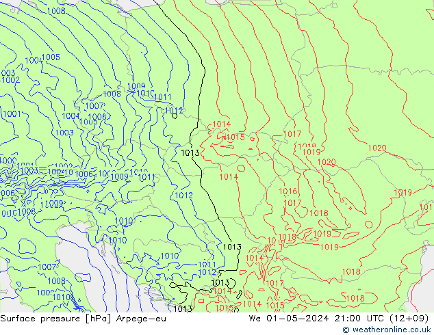 Luchtdruk (Grond) Arpege-eu wo 01.05.2024 21 UTC