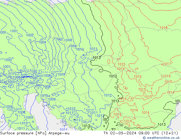 Surface pressure Arpege-eu Th 02.05.2024 09 UTC