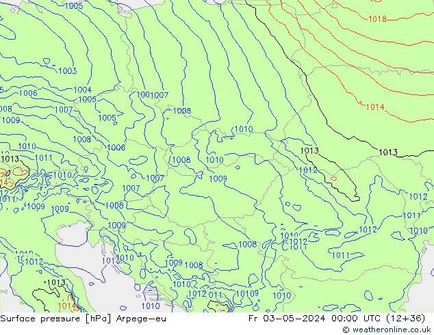 Luchtdruk (Grond) Arpege-eu vr 03.05.2024 00 UTC