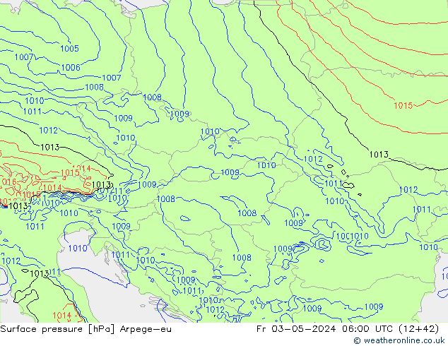 Presión superficial Arpege-eu vie 03.05.2024 06 UTC