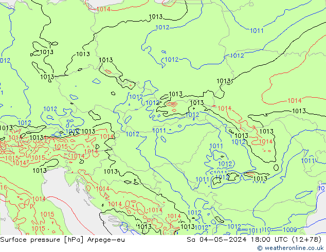 Surface pressure Arpege-eu Sa 04.05.2024 18 UTC