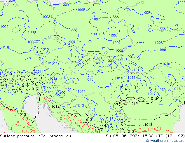 pressão do solo Arpege-eu Dom 05.05.2024 18 UTC