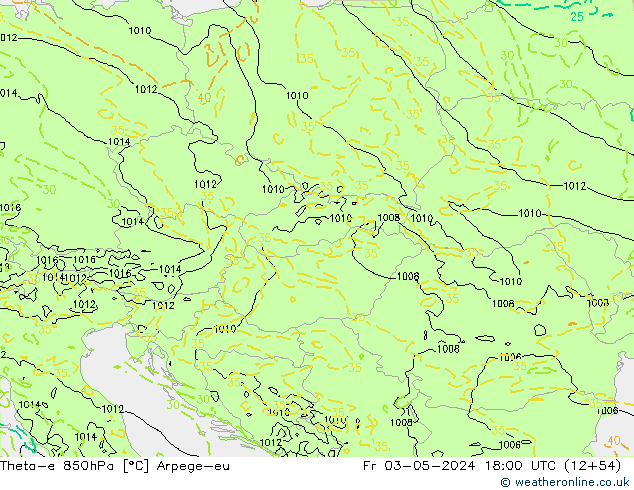 Theta-e 850hPa Arpege-eu pt. 03.05.2024 18 UTC