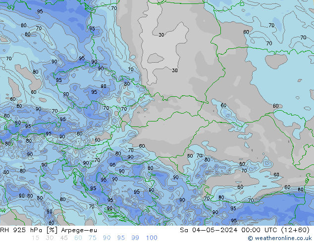 RH 925 hPa Arpege-eu sab 04.05.2024 00 UTC