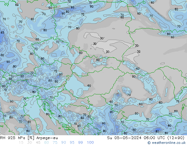 RH 925 hPa Arpege-eu Su 05.05.2024 06 UTC