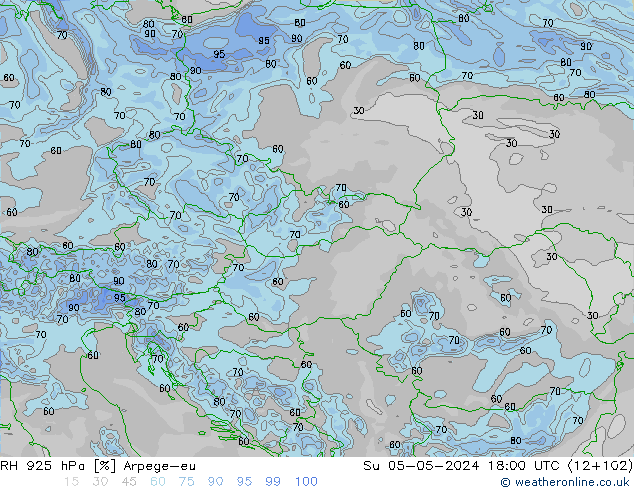 RH 925 hPa Arpege-eu Su 05.05.2024 18 UTC