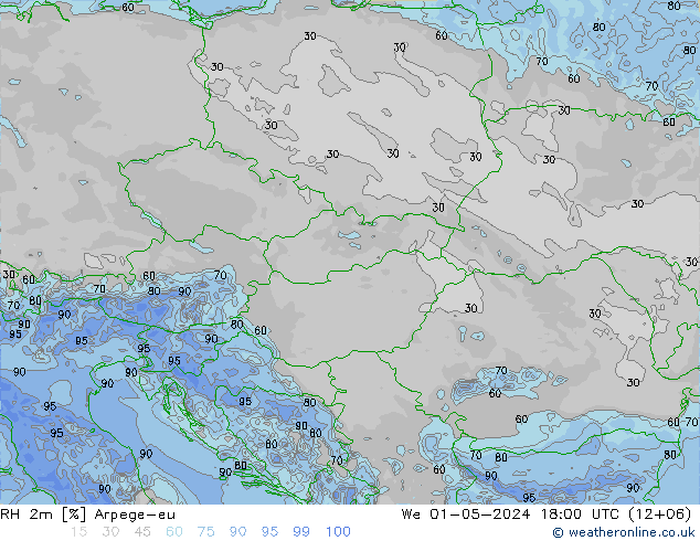 RH 2m Arpege-eu  01.05.2024 18 UTC