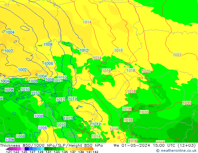 Thck 850-1000 hPa Arpege-eu mer 01.05.2024 15 UTC