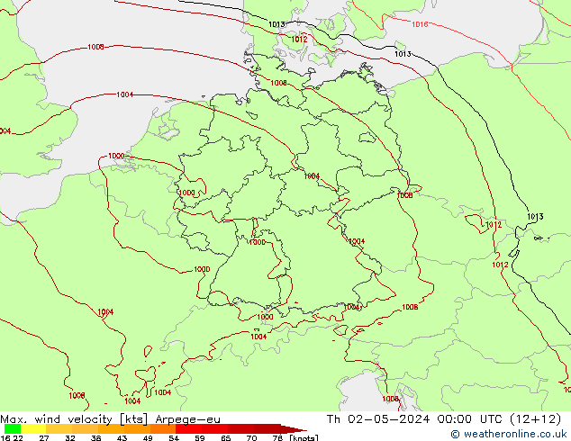 Maks. Rüzgar Hızı Arpege-eu Per 02.05.2024 00 UTC