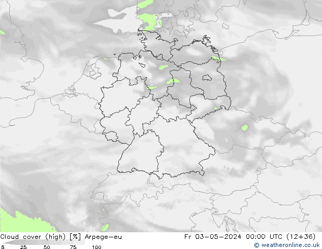 Nuages (élevé) Arpege-eu ven 03.05.2024 00 UTC