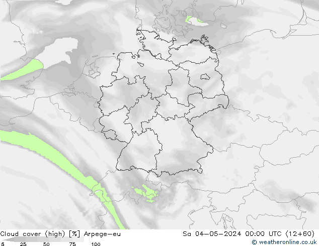 Nuages (élevé) Arpege-eu sam 04.05.2024 00 UTC