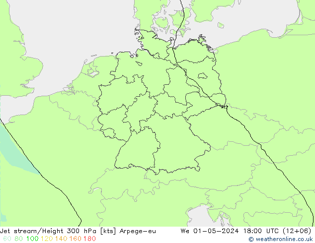 Jet stream/Height 300 hPa Arpege-eu We 01.05.2024 18 UTC