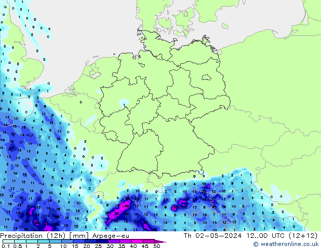 Nied. akkumuliert (12Std) Arpege-eu Do 02.05.2024 00 UTC