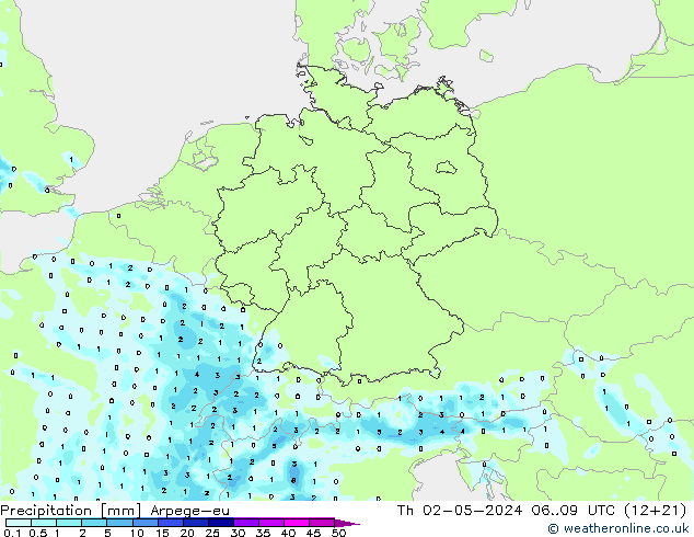 Niederschlag Arpege-eu Do 02.05.2024 09 UTC