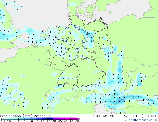 осадки Arpege-eu пт 03.05.2024 12 UTC