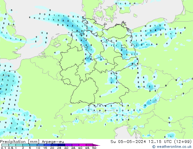 Précipitation Arpege-eu dim 05.05.2024 15 UTC