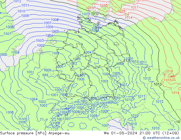 Luchtdruk (Grond) Arpege-eu wo 01.05.2024 21 UTC