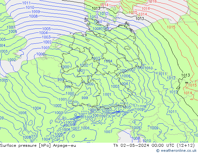 приземное давление Arpege-eu чт 02.05.2024 00 UTC