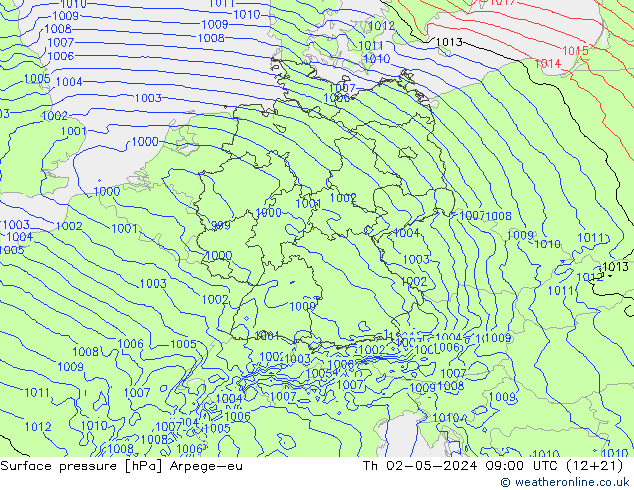Bodendruck Arpege-eu Do 02.05.2024 09 UTC