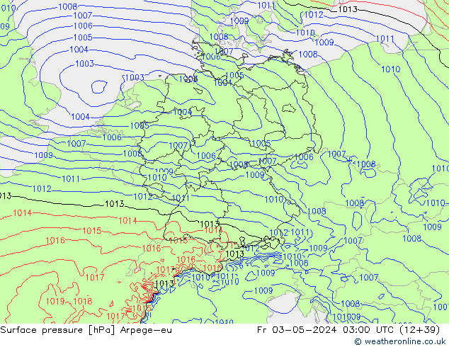 Surface pressure Arpege-eu Fr 03.05.2024 03 UTC