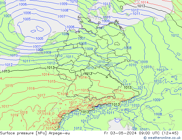 Surface pressure Arpege-eu Fr 03.05.2024 09 UTC