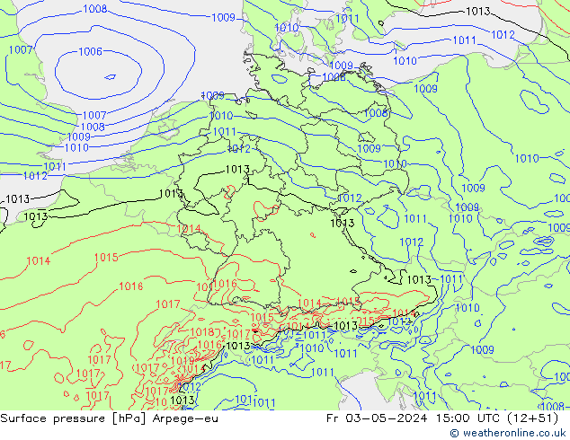 Surface pressure Arpege-eu Fr 03.05.2024 15 UTC