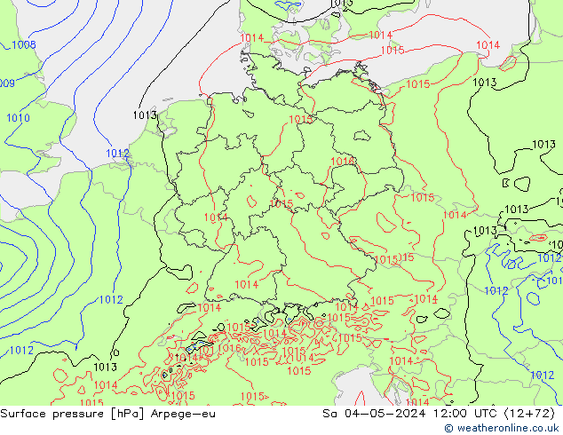 Atmosférický tlak Arpege-eu So 04.05.2024 12 UTC