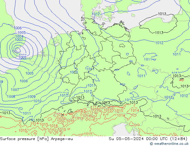 Surface pressure Arpege-eu Su 05.05.2024 00 UTC