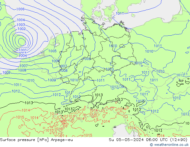 приземное давление Arpege-eu Вс 05.05.2024 06 UTC