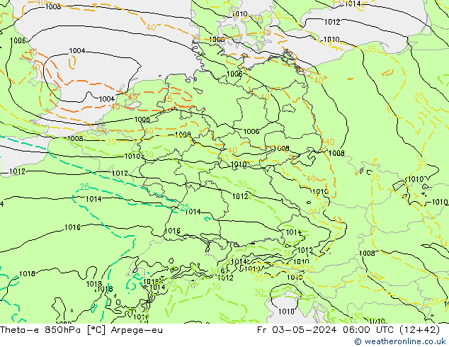 Theta-e 850hPa Arpege-eu Cu 03.05.2024 06 UTC