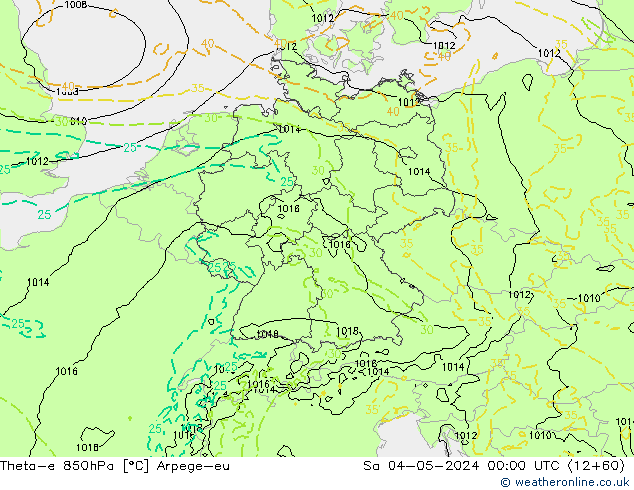 Theta-e 850hPa Arpege-eu  04.05.2024 00 UTC