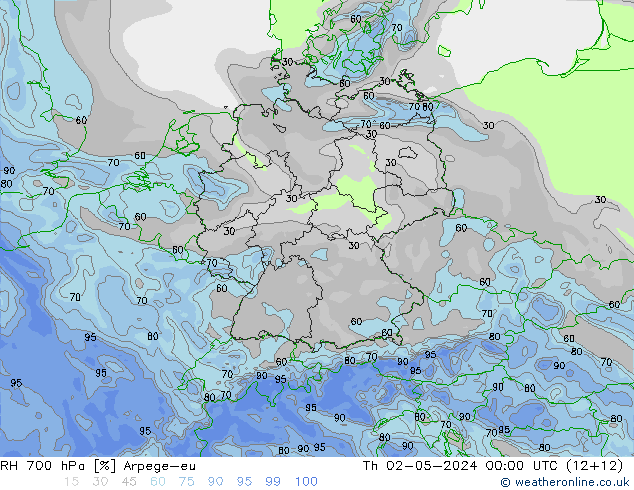 RH 700 hPa Arpege-eu Do 02.05.2024 00 UTC