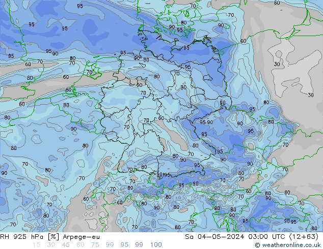 RH 925 гПа Arpege-eu сб 04.05.2024 03 UTC