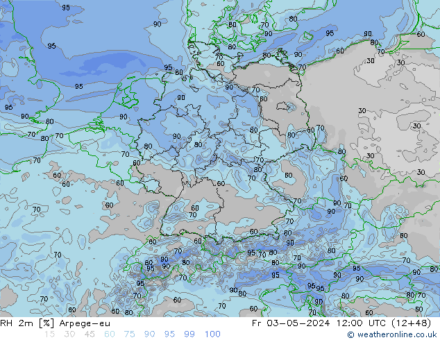 RH 2m Arpege-eu Fr 03.05.2024 12 UTC