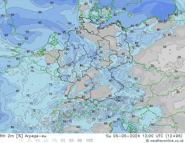 RH 2m Arpege-eu So 05.05.2024 12 UTC