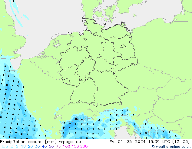 Precipitation accum. Arpege-eu We 01.05.2024 15 UTC