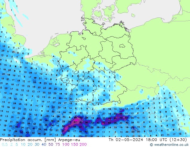 Toplam Yağış Arpege-eu Per 02.05.2024 18 UTC