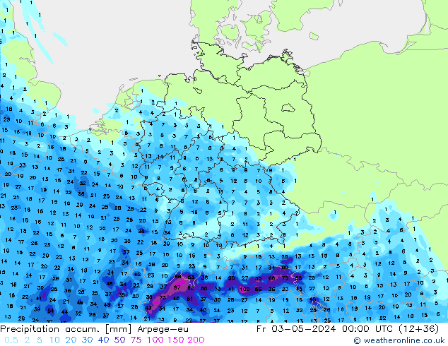 Toplam Yağış Arpege-eu Cu 03.05.2024 00 UTC